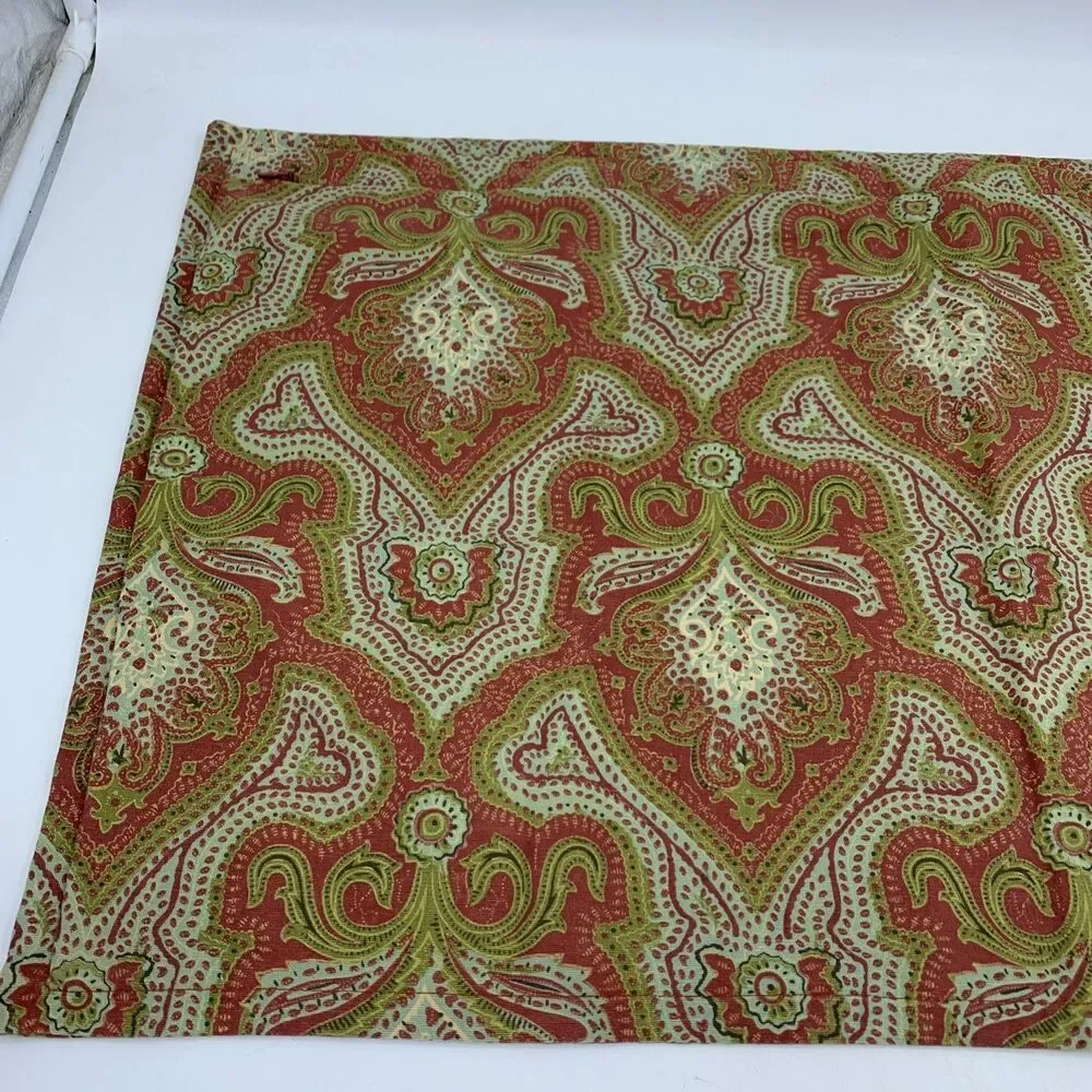 1- Pottery Barn Standard Pillow Sham 16x26 Cotton Linen Paisley Boho Farmhouse - Picture 4 of 6